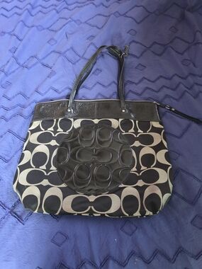 Coach Black Signature Canvas Tote Bag